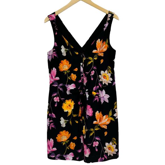 Ted BAKER Dayna Rhubarb Floral Buttoned Tropical Romper Black Size 4 NWT $279 - Picture 1 of 12
